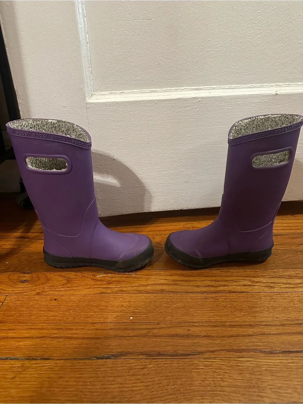 Bogs Kids Purple Waterproof Fleece-Lined Rain Boots